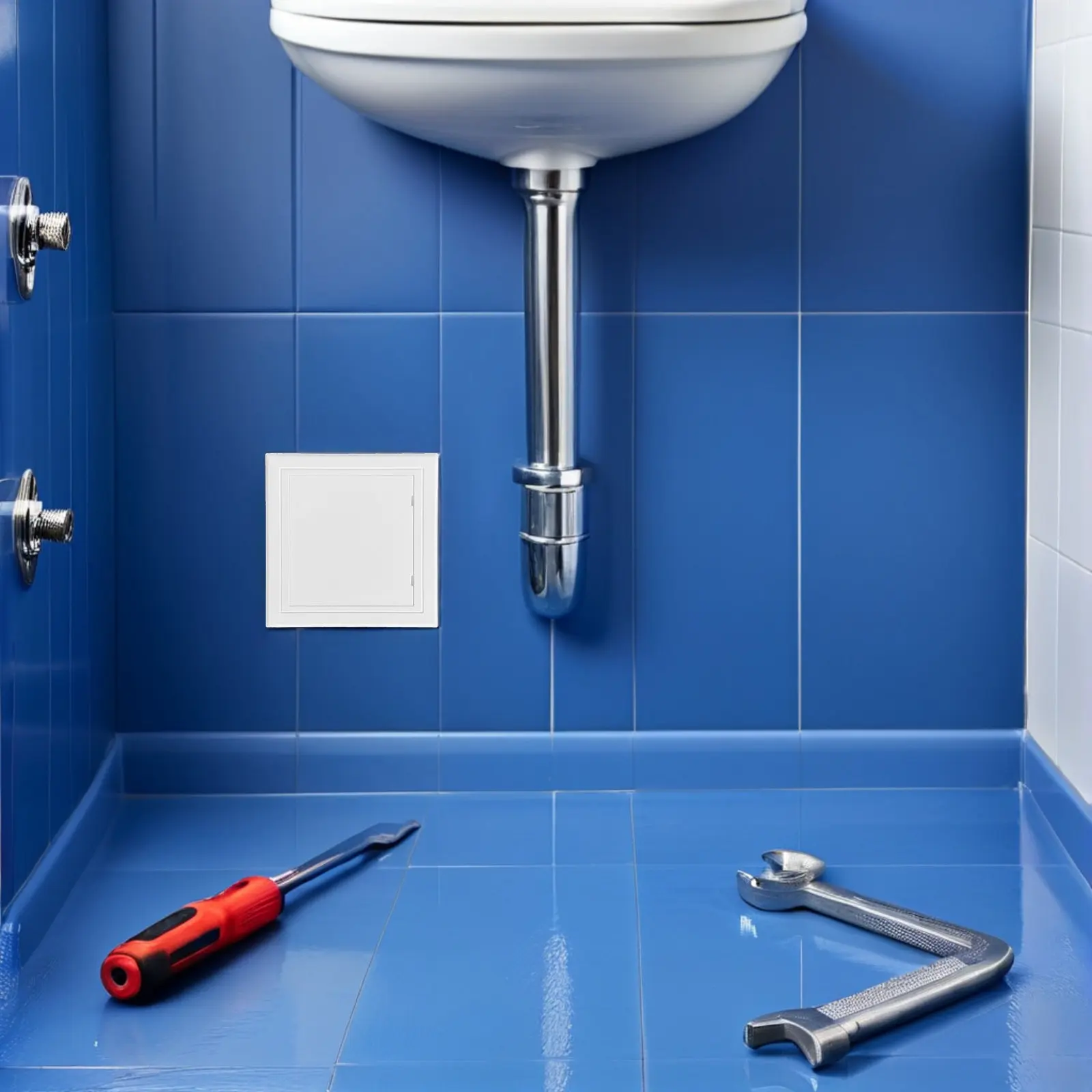 2Pcs Wall Access Panel Plastic White 150x150cm Pipe Cover Bathroom Utility Maintenance Plumbing Flange Wall Flange Pipe Cover
