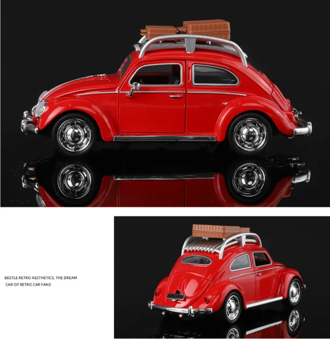 Kinderspielzeug Käfer 1:32 Vintage Sportwagenmodelle Legierung Sound und Licht Türöffnung Rebound Force Spielzeugautomodelle B469