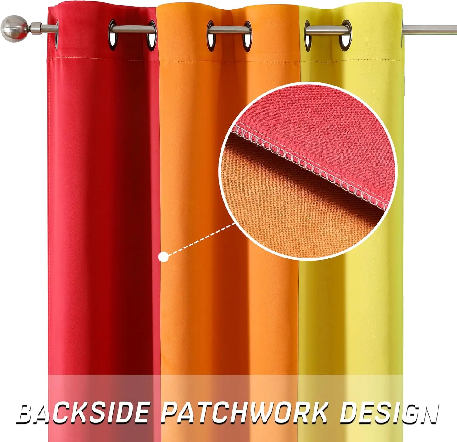 Thooo gorden gelap pelangi 2 panel, tirai panjang 95 inci untuk kamar tidur ruang tamu ruang kelas kamar bayi warna-warni