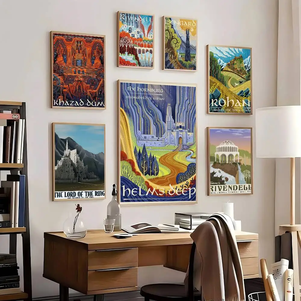 Tolkien Travel Middle Earth Posters Living Room Bar Cafe Quality Canvas Vintage Style Comics Painting Art Home Wall Decor Pictu