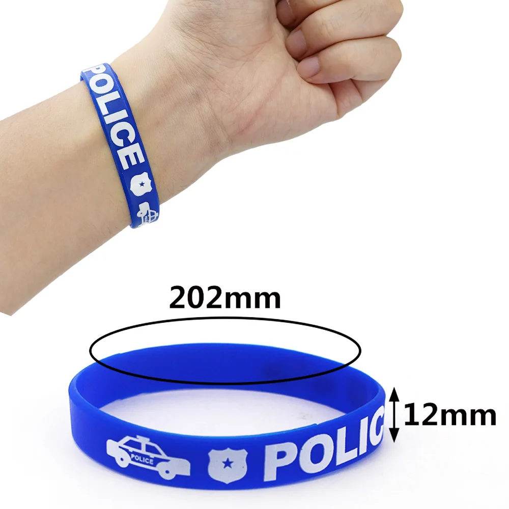 5–50 Stück Polizei-Partygeschenke, Gummi-Armbänder, Geschenke, Taschen, Stuffers, dehnbare Silikon-Armbänder, Polizei-Geburtstagsparty-Dekorationen – Detail 2