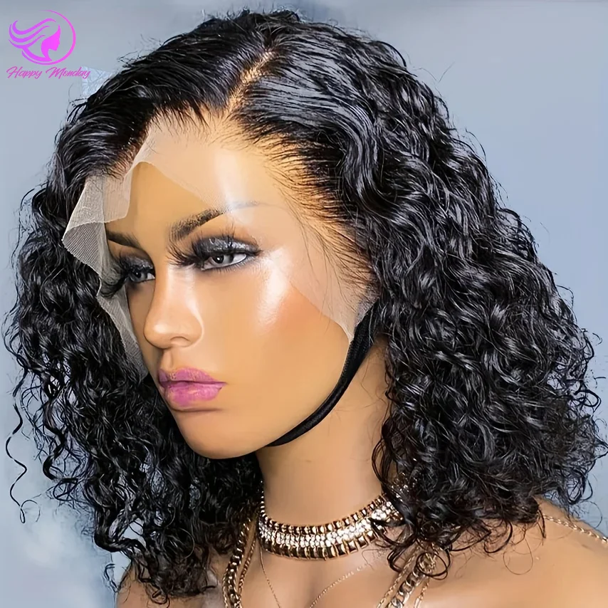 Deep Wave Short Bob Wigs Human Hair Wig 100% Remy Human Hair HD Lace Wigs Natural Hairline Remy Straight Natural For Black Women