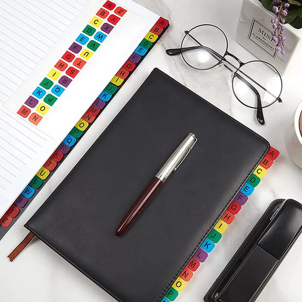 30Sheets Alphabet Page Markers Tabs Colored Sticky Book Tabs Index Labels for Notebooks Notepads Study Office Home Organization
