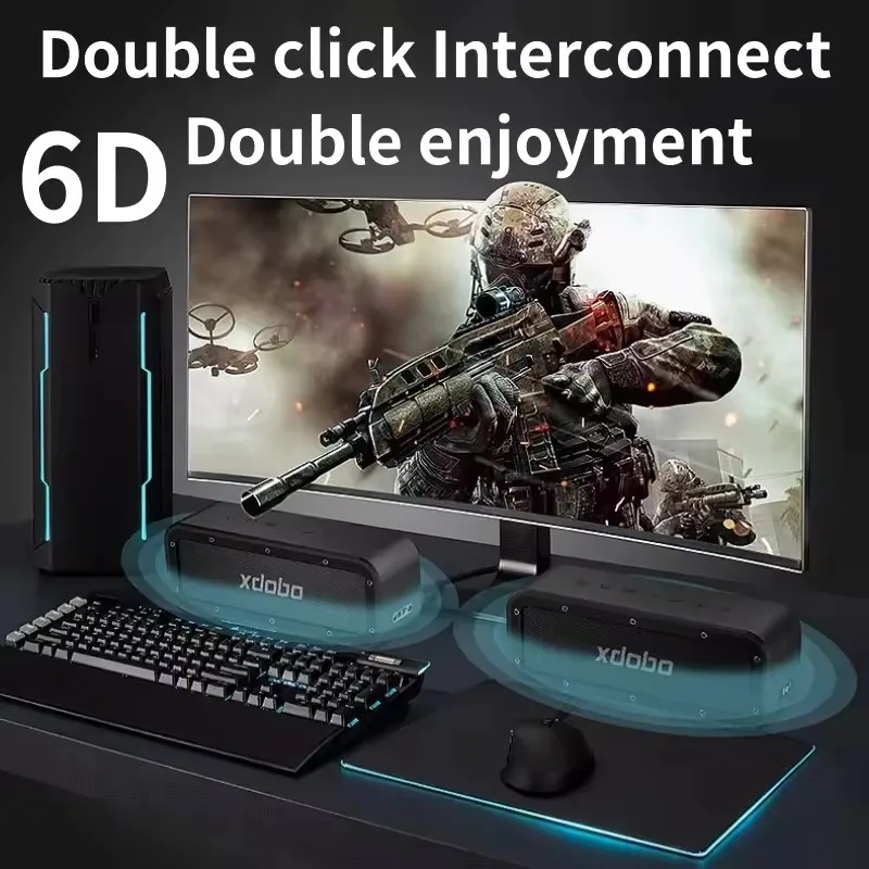 Wake Wireless Bluetooth Speaker Outdoor Portable Waterproof TWS 100W High Power Insert card stereo bass gun Audio System