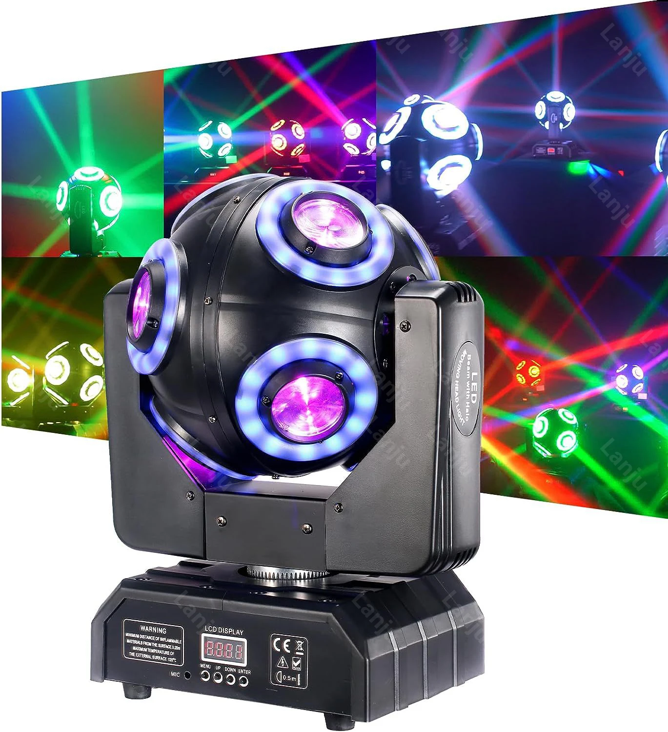 Professional Disco DJ Ball Light LED RGBW Beam+Halo Moving Head Sound DMX Lights Euro Cup Party Carnival Club Bar Stage Lighting