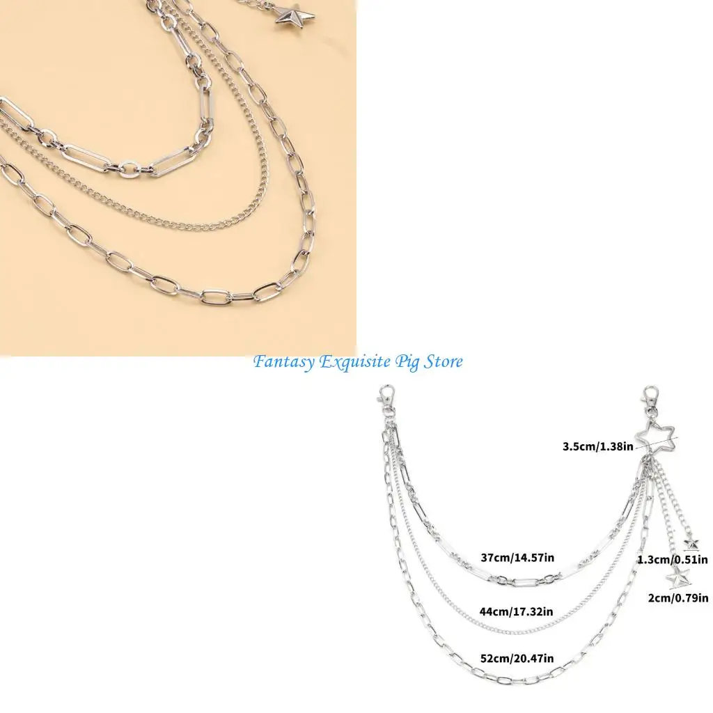 

Шикарные многослойные брюки с пятью звездами и цепочкой из прочного сплава, идеально подходящие для музыкальных фестивалей и