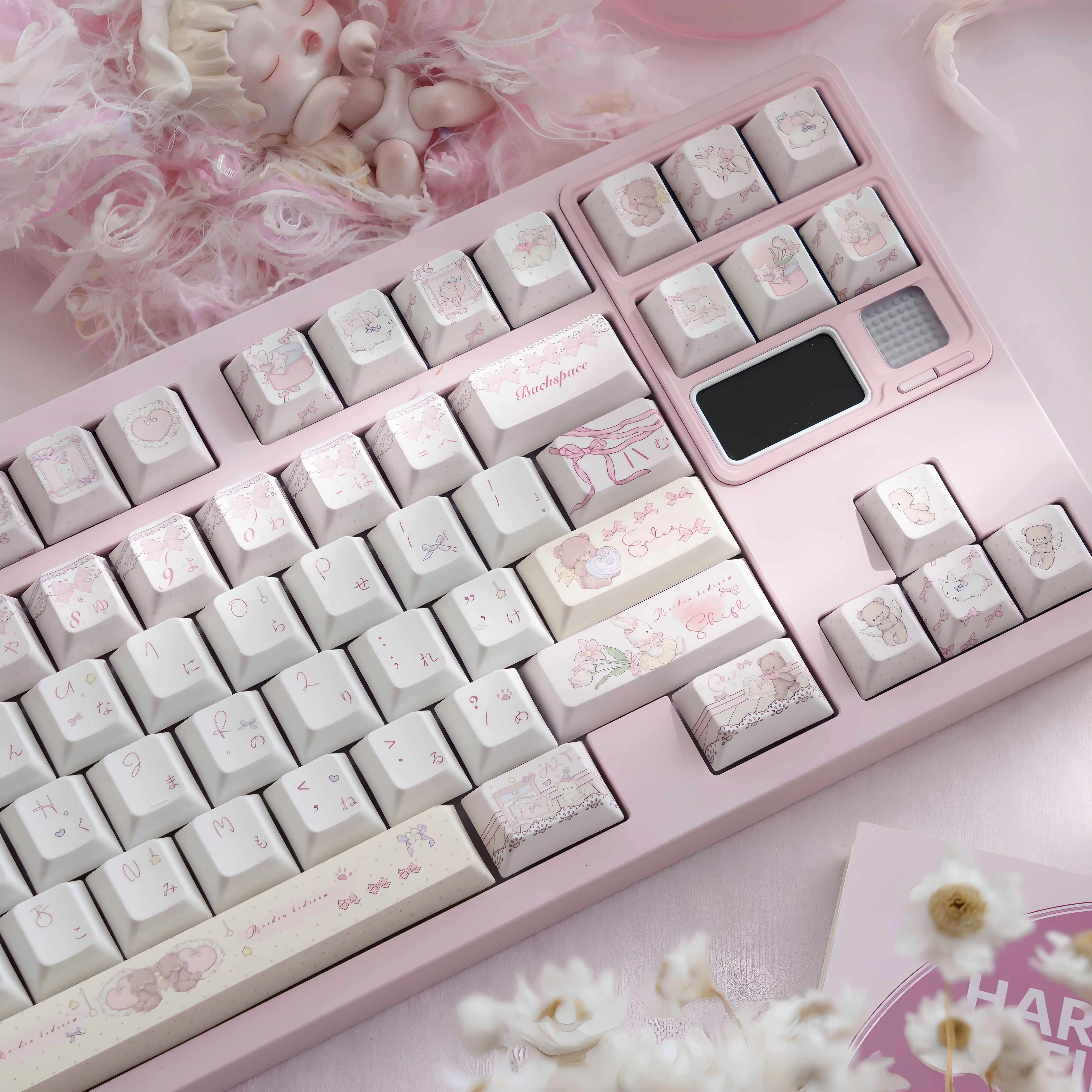 

139-клавишный розовый японский набор колпачков Cherry Profile PBT Dual-Shot Keycaps для переключателей MX, механическая раскладка Алисы ISO, русская клавиатура