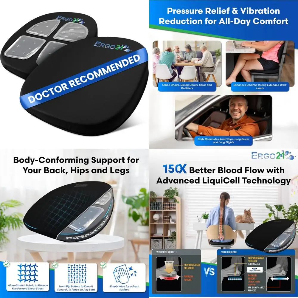 

ERGO21 Original Seat Cushion - Liquicell Membrane Technology for Pressure Relief, Tailbone Pain, Sciatica, Hip & Lower Back Pain