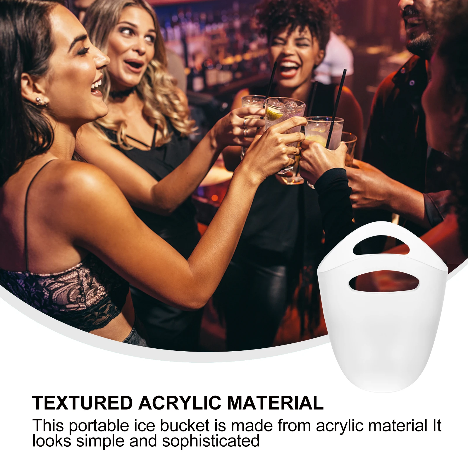 

1pc Thickened Acrylic Ice Bucket for Beer Insulated Cooling with Lid Suitable for Bar Hotel KTV Party Ice Cooler