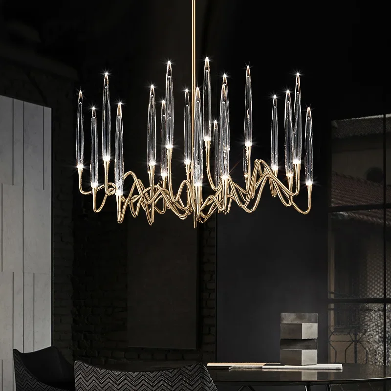 American chandelier restaurant light luxury super long bar counter modern minimalist art