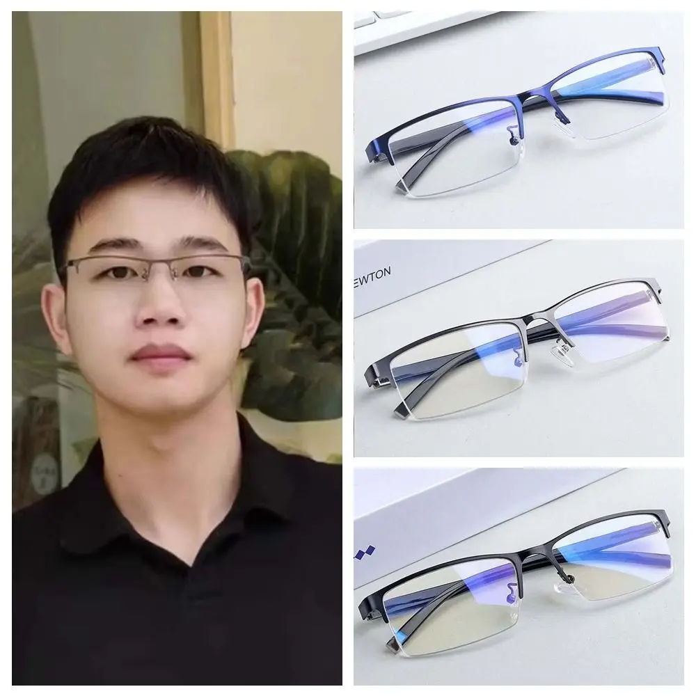 Transparent Anti Blu-ray Glasses Alloy HD Half-frame Business Myopia Glasses Waterproof Plastic Men Reading Eyewear Watch Movie