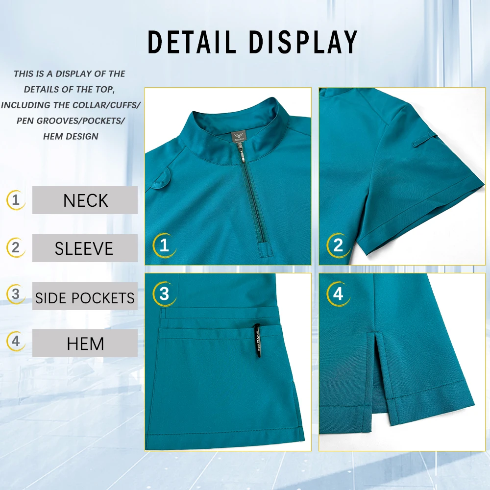 Zestaw Mundurów Medycznych Damski Unisex Kosmetyczka SPA Odzież Robocza Szpital Klinika Weterynaryjna Anestezjolog Odzież Robocza Stomatologia Mundurek Medyczny