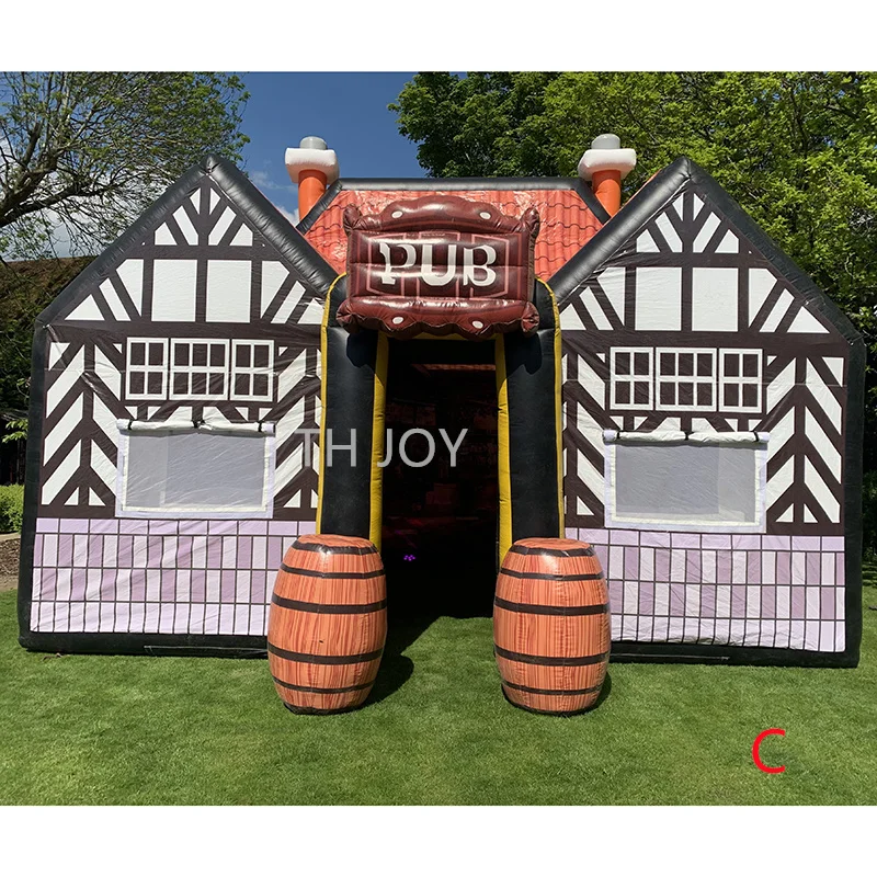 

free air ship to door,backyard 8x5x5m high inflatable party pub, outdoor portable air inflated bar event advertising tent