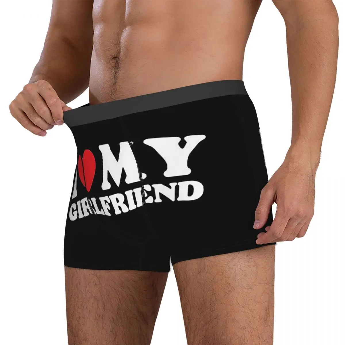 Boxer Underpants Shorts I Love My Girlfriend Panties Men Ventilate Underwear for Homme Man Boyfriend Gifts