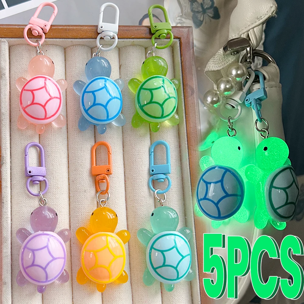 Cartoon Luminous Colored Turtle Pendant Keychain Resin Glow-in-the-dark Color Turtle Keyring Backpack Hangings Decoration Gifts