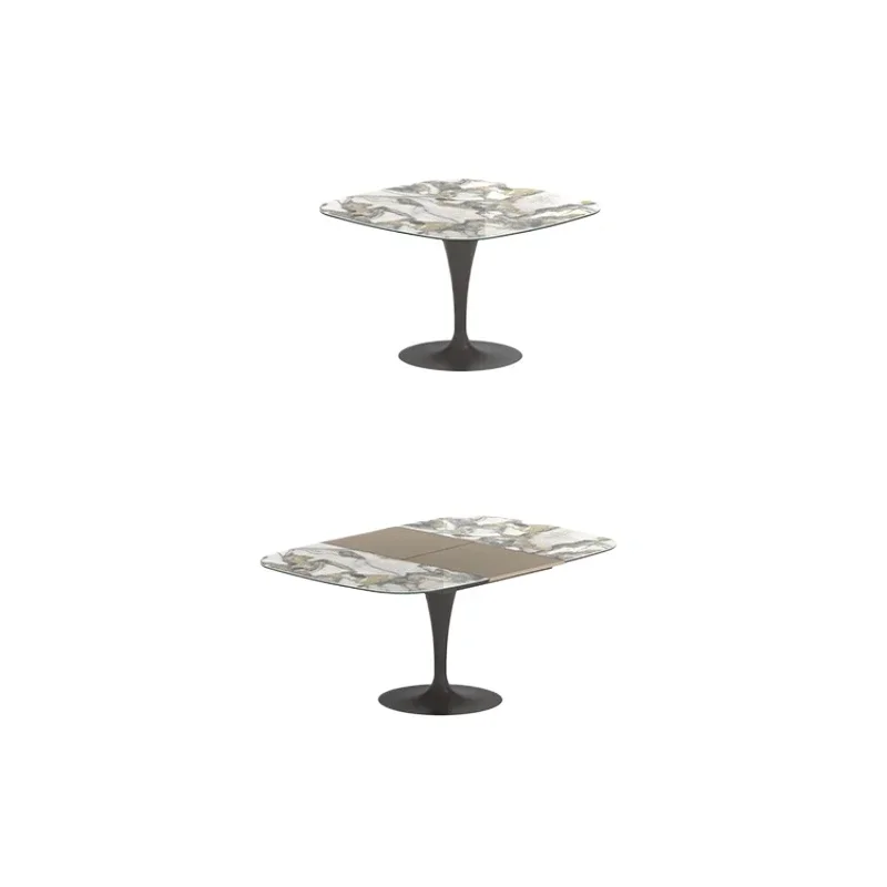 Multifunctional dining table, invisible foldable square table, rock slab dining table, light luxury, modern simplicity