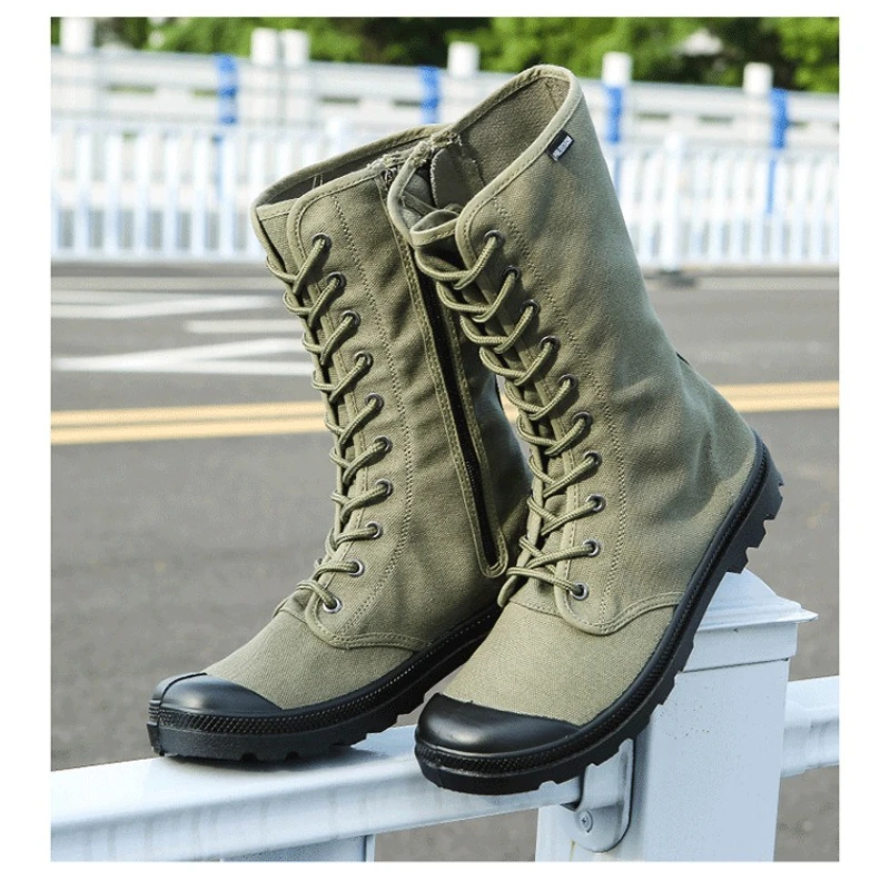 

Outdoor Men Mid-calf Canvas Boots Breathable Men High Top Casual Shoes Hiking Boots