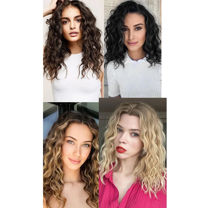 12 Inch Synthetic 4PCS Clip in Hair Extensions for Women  Short Curly Wavy Invisible Lace Weft Natural Soft Hairpieces