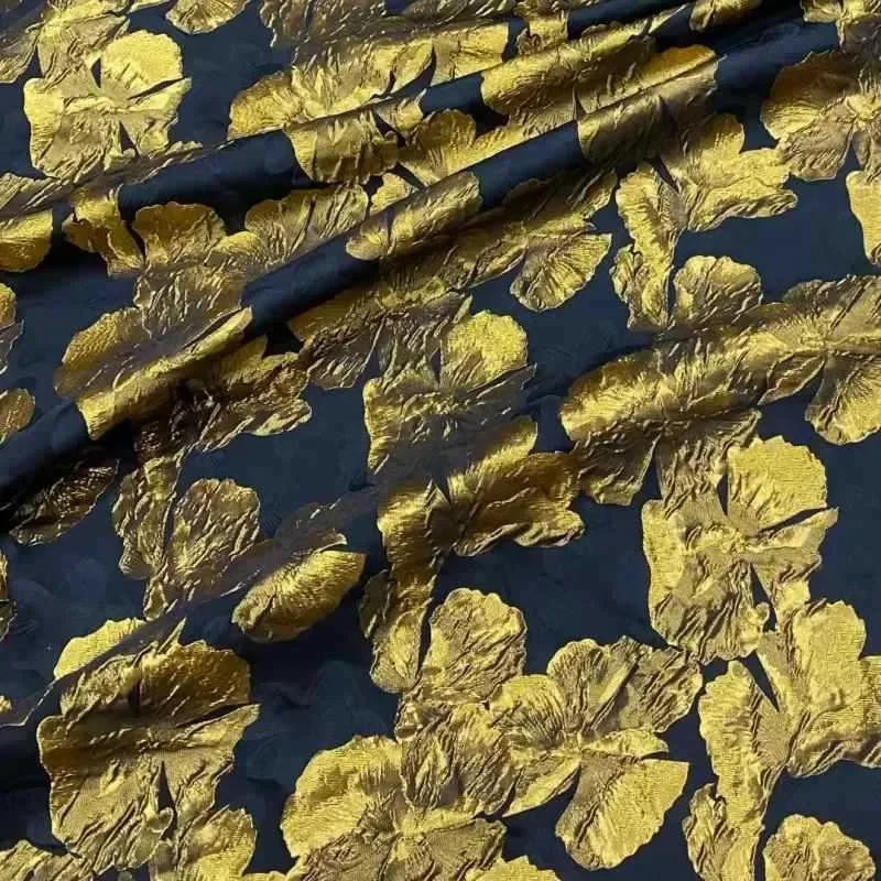 

100x155cm Jacquard Oil Painting Style Yellow Flower Fabric French Style Dress Shirt Tote Bag Decorative Sewing Fabric