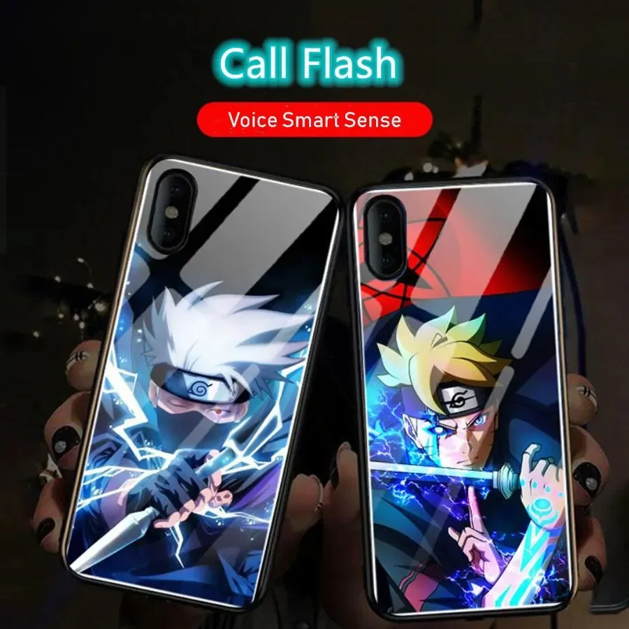 

Anime N-NARUTOS Itachi Obito LED Flash Phone Case For iPhone 17 Air 15 16E 16 14 13 12 11 Pro Max 7 8 Plus Luminous Bumper Cover