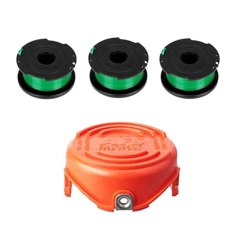 3PCS Trimmer Spool Line + 1PCS Cap SF-080-BKP/90583594 Replace For GH3000 LST540 LST540B GH3000R Lawn Mower Accessories