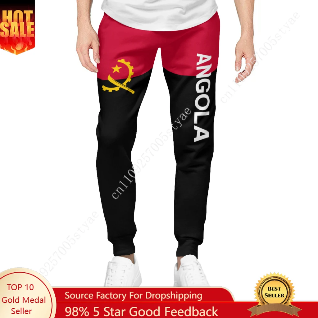 

Брюки с флагом Анголы, мужские спортивные штаны с карманами, спортивные брюки для бега, повседневные длинные брюки, свободные брюки на шнурке