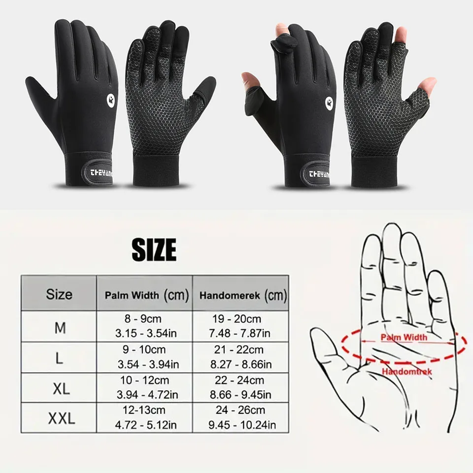 LOOGDEEL Skiing Gloves Outdoor Sports Warmth Two-finger Cut Waterproof Unisex Snowboard Snow Skiing Gloves Touch Screen Non-slip