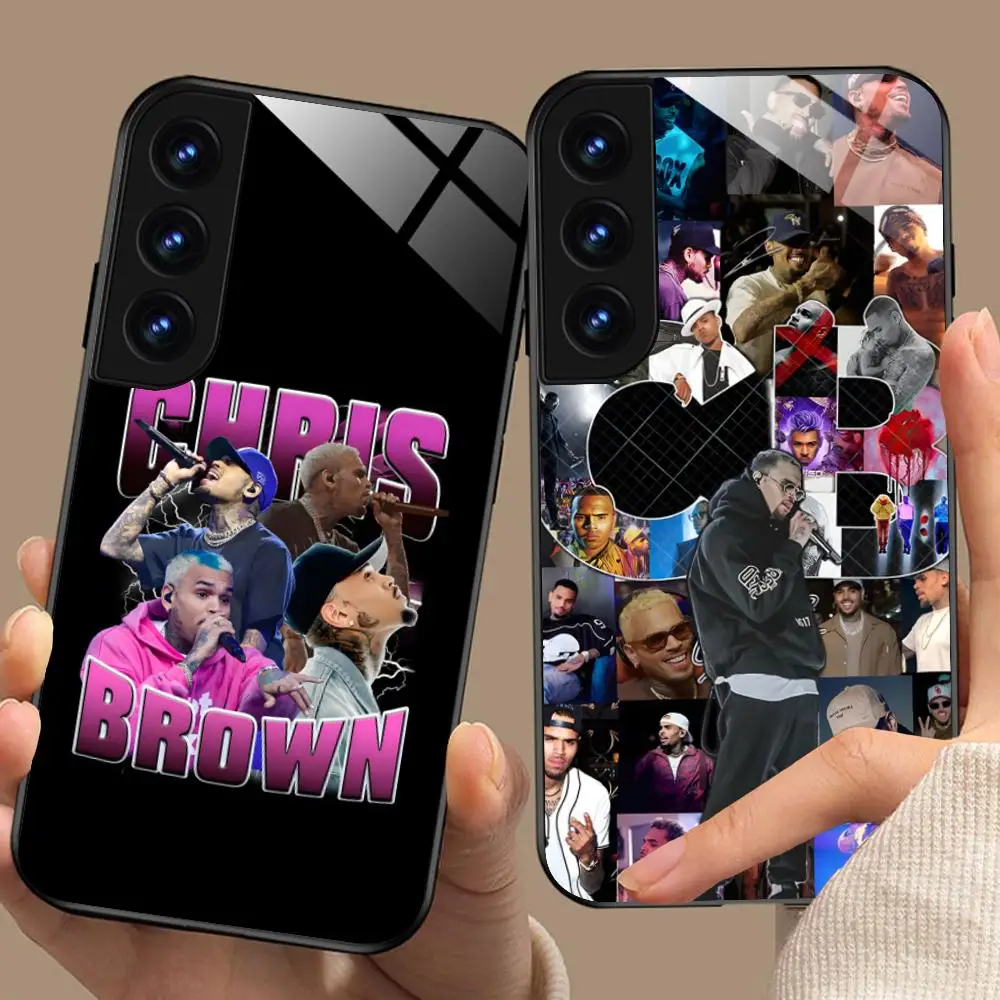 Chris Brown Mobile Phone Case for Samsung Galaxy S25 S24 S23 S22 S21 S20 Note20 Plus FE Ultra Glass Cover Pretty Smartphone