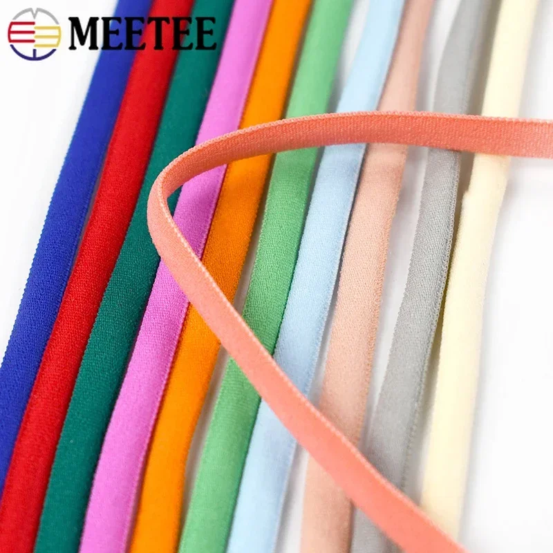 5Meters Meetee 3/5mm Colorful Elastic Band Polyamide Rope Oil Core Hair Ring Ear Strap Belt Decor Rubber Tape Sewing Accessories