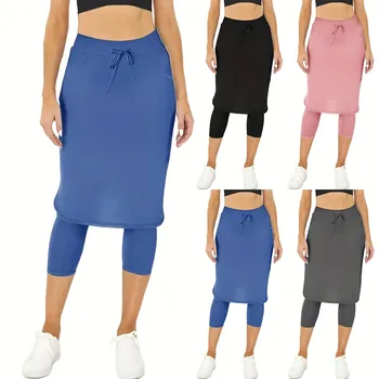Tennis Skorts Nude High Stretch Colour Blocking Golf Yoga Skirt Pants High Waisted Quick…