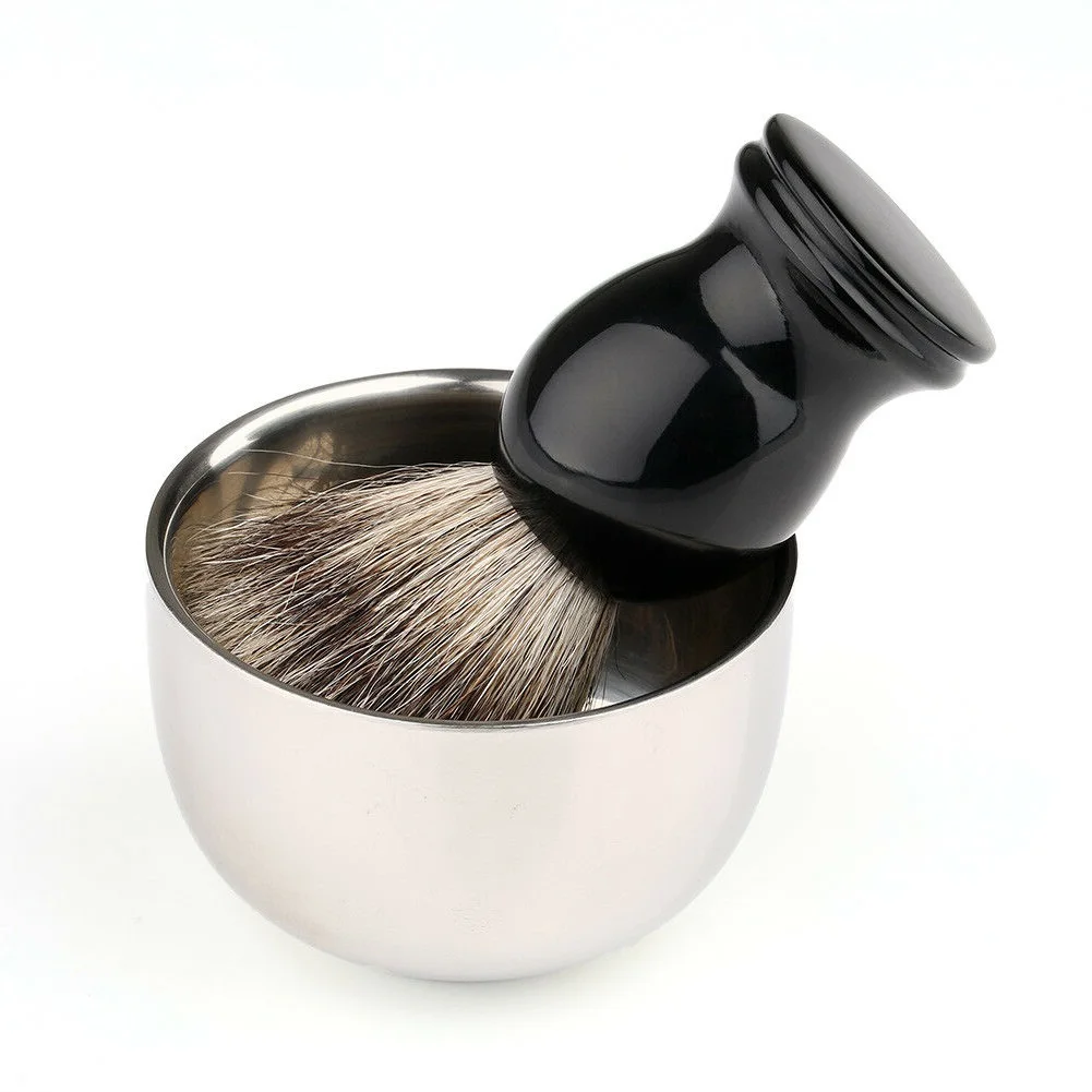 

Shaving Brush Bowl 2-Layers Stainless Steel Mug Shave Soap Bowls for Shaving Cream 3.2" x 2.2" Men's Gift Brush not Included