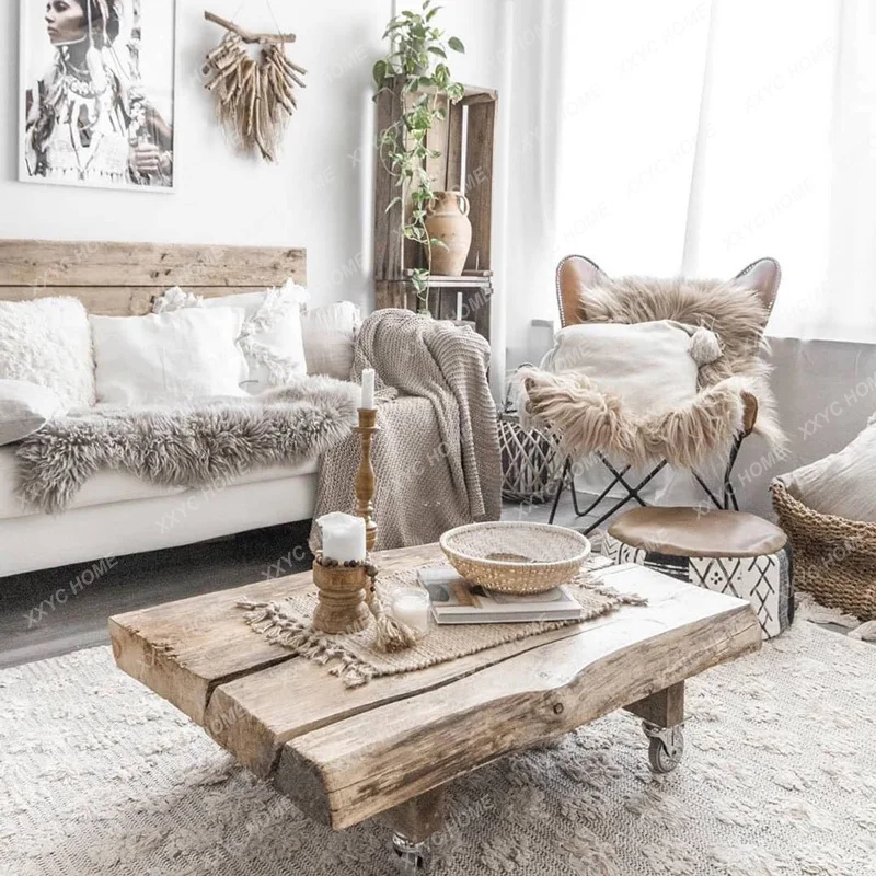 

LSoild Wood Creativity Coffee Table Aesthetic Quality Center Light Luxury Coffee Table Minimalist Writing Couchtisch Furniture