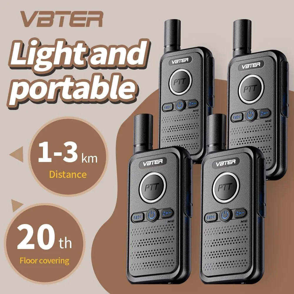 

VBTER WBT-V1 2pcs High-Power Handheld Digital Two-Way Analog Mini FM Radio Double PTT Key Design Kids Remote Sites Small Cars