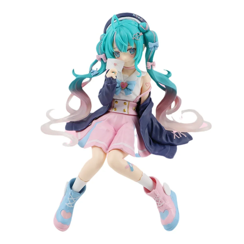 Nouveau Hatsune Miku figurine d'anime rose sakura position assise PVC figurine modèle jouet décoration recueillir des cadeaux