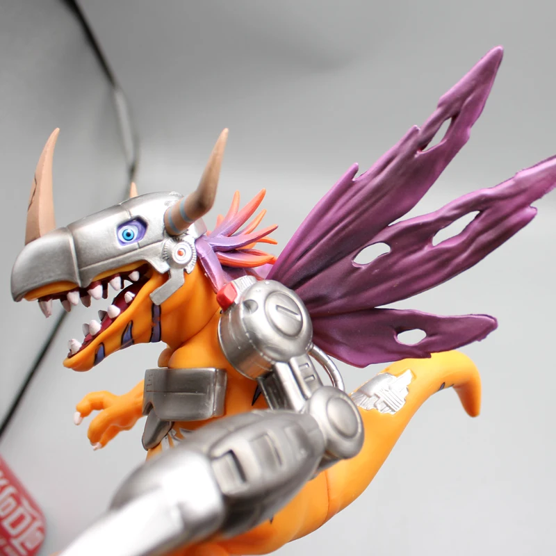 Digimon Adventure-figura DE ACCIÓN DE Greymon para niños, 19cm de Metal de juguete, decoración de habitación Yagami Taichi, regalo de cumpleaños