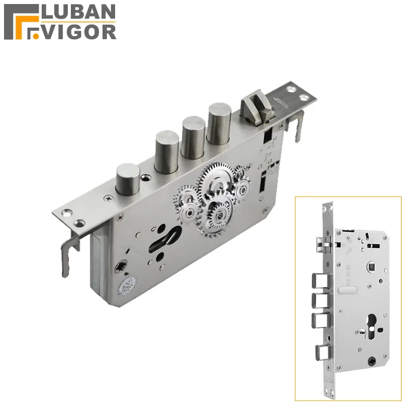 Cerradura de puerta de seguridad de acero inoxidable 6068 304, estructura de engranaje interno, antiatascos para cerradura inteligente con huella