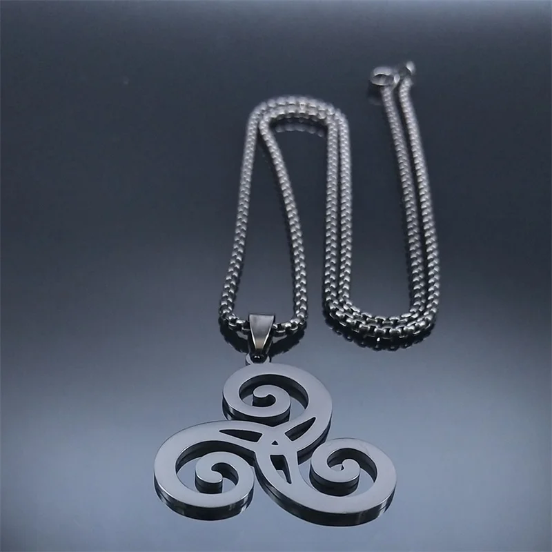 Goth Triquetra Triskelion Triskele Necklace Stainless Steel Celtic Knot Necklaces Amulet Irish Knots Jewelry Teen Wolf N8573S03