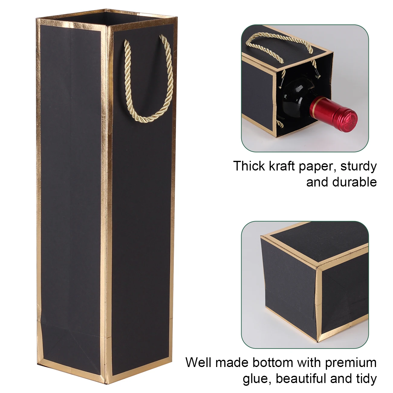 Weingeschenktüten, luxuriöse Geschenktüten für Weinflaschen, Schnapsbeutel mit Goldfolien-Aufdruck, weiße Weinbeutel aus Goldfolie für Party, Hochzeit, Party – Detail 2