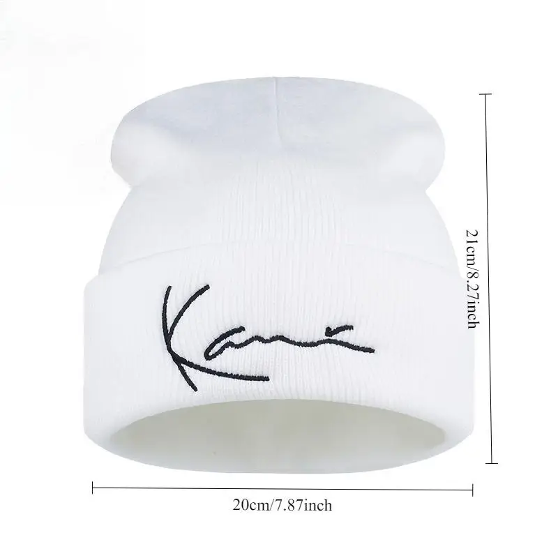 قبعة كارل كاني الرجعية المطرزة محبوك للرجال والنساء الشتاء الدفء مقنعين محبوك قبعة #6