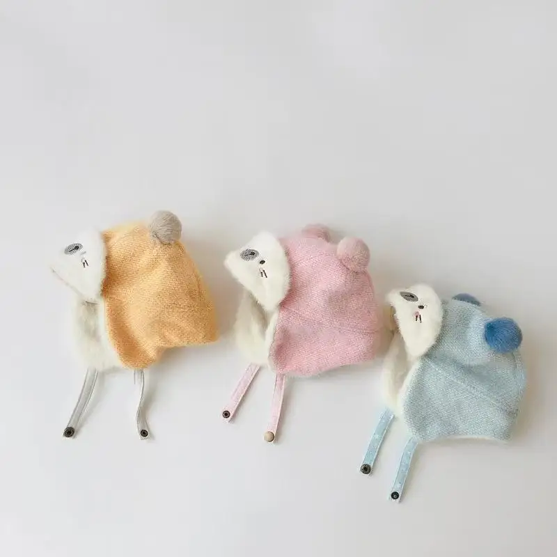 Зимняя милая мягкая теплая детская шапка на подкладке, утолщенная теплая защитная шапка для ушей для мальчиков и девочек, теплая детская шапка