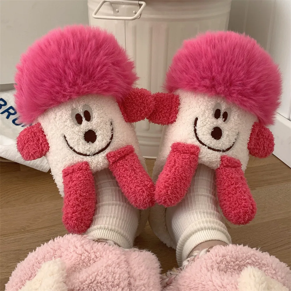 Fashion personality creative funny cotton slippers girl winter cute cartoon warm non-slip thick-soled plush home shoes