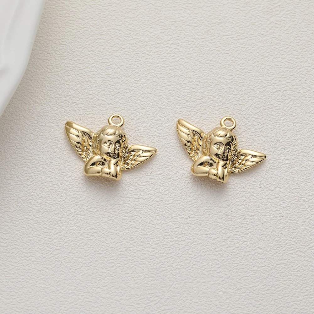 4PCS 14K Gold Plated Lovely Little Angel Brass Pendant DIY Making Supplies Jewelry Material Accessories