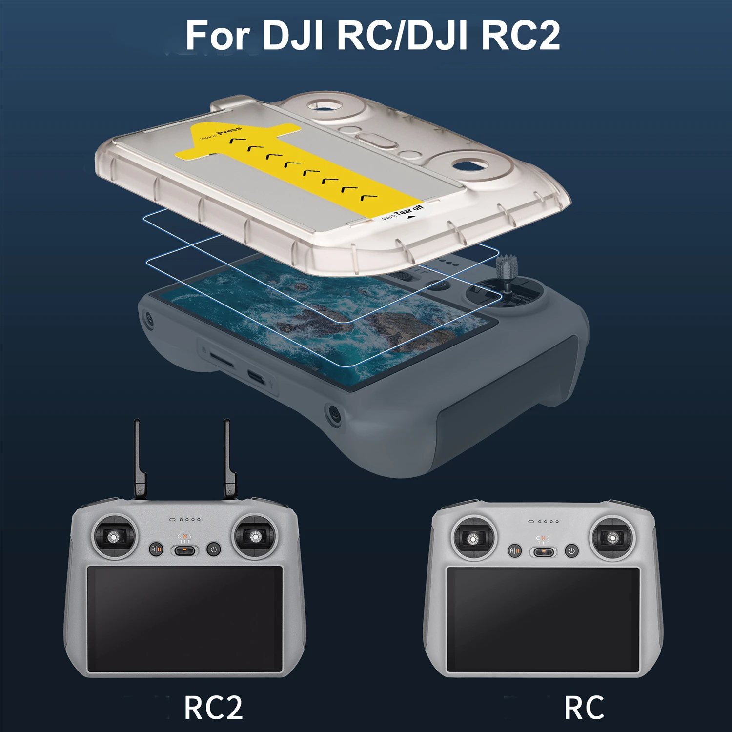 

​for DJI Air 3 RC 2 Film 2pcs HD Tempered Glass Screen Protector for DJI RC and RC 2 Controller with Auto Alignment Kit