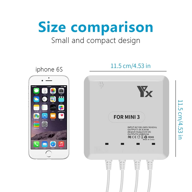 Dji mini 3 pro用マルチチャージャー,充電ハブ,4つのバッテリー,USBポート,リモコン,ドローンアクセサリー