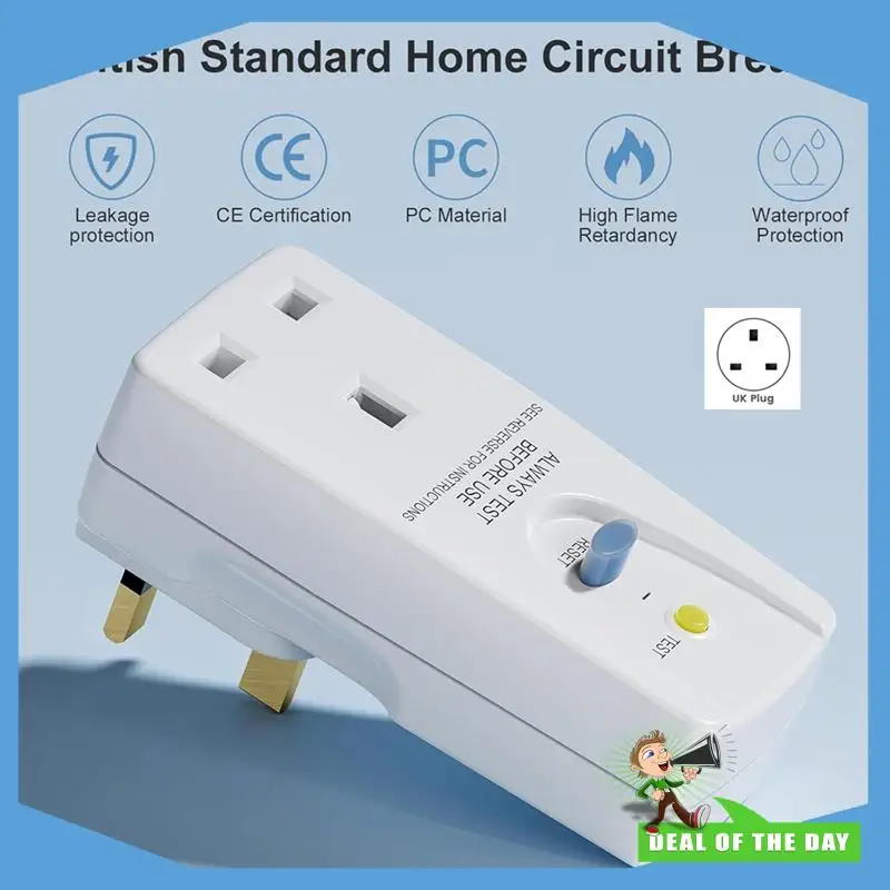 

24-часовая доставка PRCD 13A RCD-вилка стандарта Великобритании, адаптер для защиты от утечек, 30 мА, белый поликарбонат, британская вилка