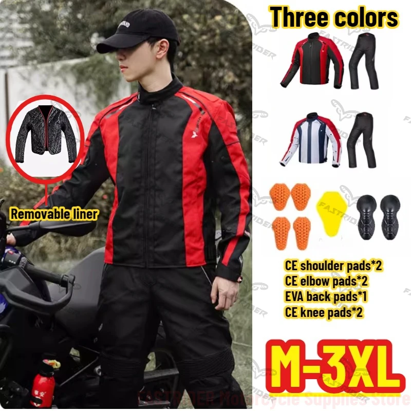 

Men's Four Season Racing Suit, Motorcycle Riding Suit, Protective and Anti Fall, Detachable Inner Liner Jacket