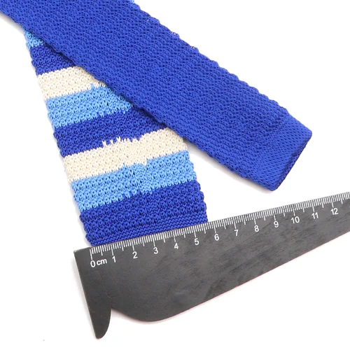 Imagen 2 del producto Gran oferta, corbata clásica de punto a rayas, corbata estrecha, delgada, tejida, negra, azul, amarilla, para fiesta, boda, accesorios de corbata de invierno