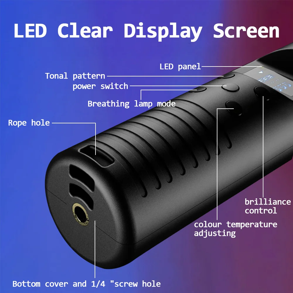 عصا إضاءة للتصوير الفوتوغرافي RGB المحمولة LED عصا إضاءة الفيديو 3000K-8500K 360 °   ألوان 2600 مللي أمبير بطارية قابلة للشحن التحكم عن بعد