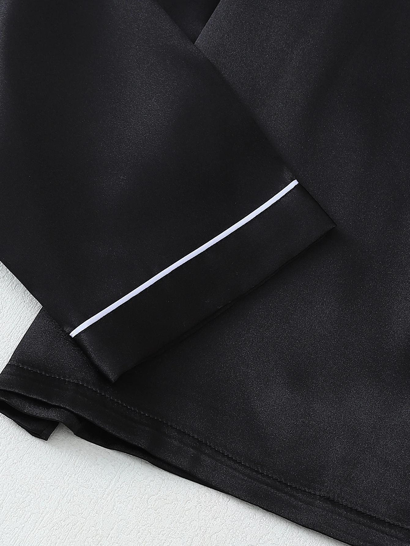 طقم بيجامة من الساتان بلون سادة للسيدات للخريف والشتاء مكون من قطعتين، بلوزة بأزرار سفلية وسراويل طويلة، طقم ملابس نوم كاجوال مناسب للاستخدام المنزلي #5