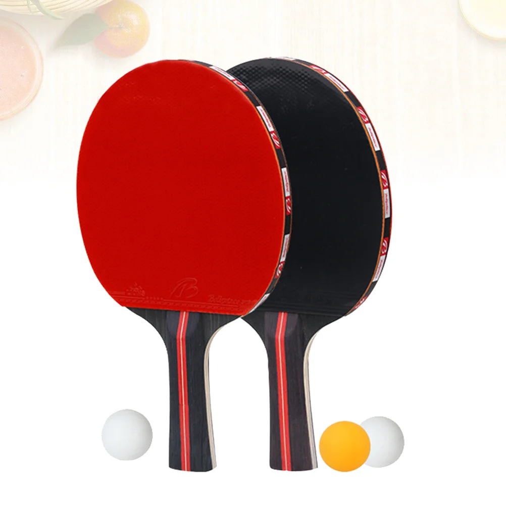 

Table Tennis Set With 3 Balls Durable Anti-Slip Handle For Beginners Professionals Table Tennis Racket Horizontal Suit